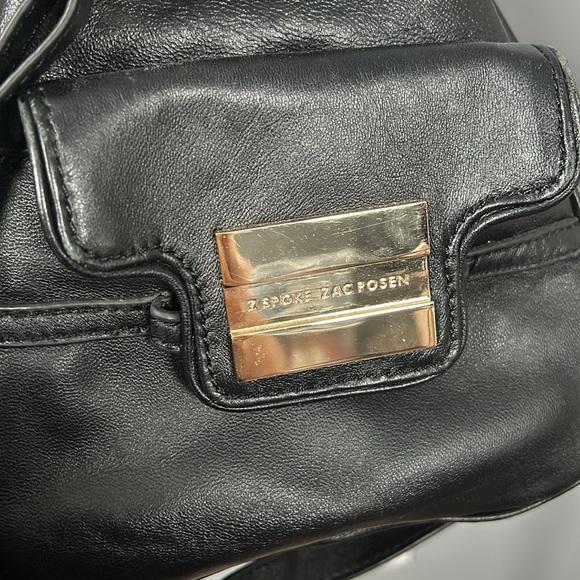 Zac Posen Z Spoke Black Leather Double Handle Gold Hardware Satchel Crossbody - Picture 10 of 17